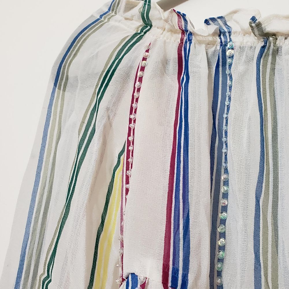 Vintage American Retro Paris Rainbow Blouse, sz 38 - Picture 2 of 7